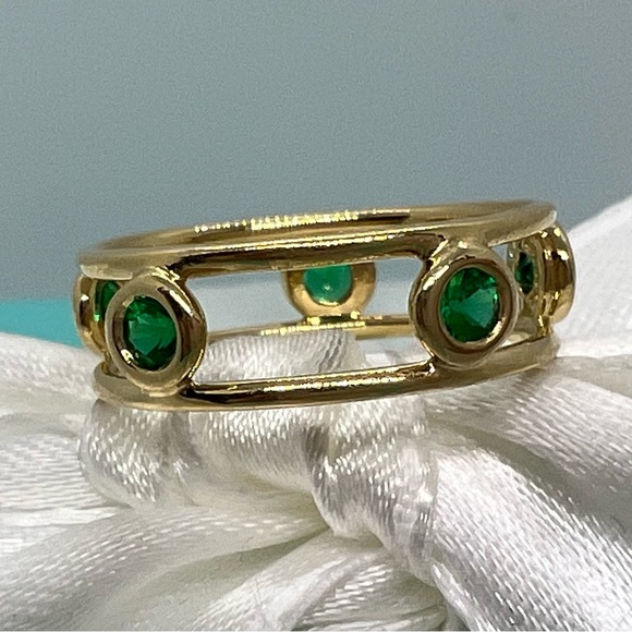 Tiffany & Co.18k Yellow Gold Emerald Elsa Peretti Color By The Yard Ring 4.75 - Picture 3 of 7